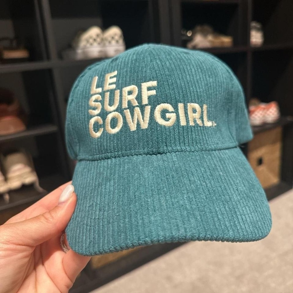 Le Surf Cowgirl Teal Corduroy Baseball Cap - Picture 3 of 4